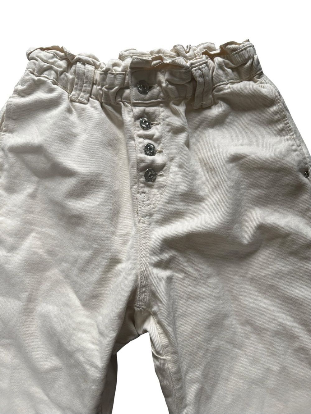 Zara High-Rise Button-Front Paperbag Waist Pants - Cream, Sz 4 - Picture 4 of 9